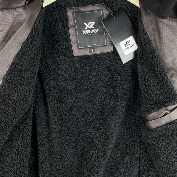 New XRAY Jeans Men US S Brown Faux PU Leather Biker Jacket Zipper Coat - Picture 9 of 17